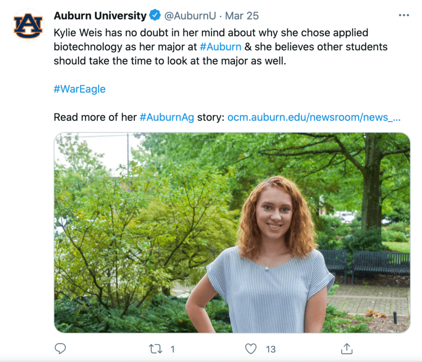 auburn twitter student feature post