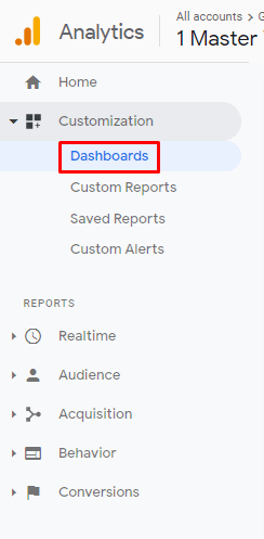 GA dashboard feature