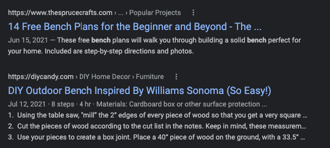 wooden bench search results