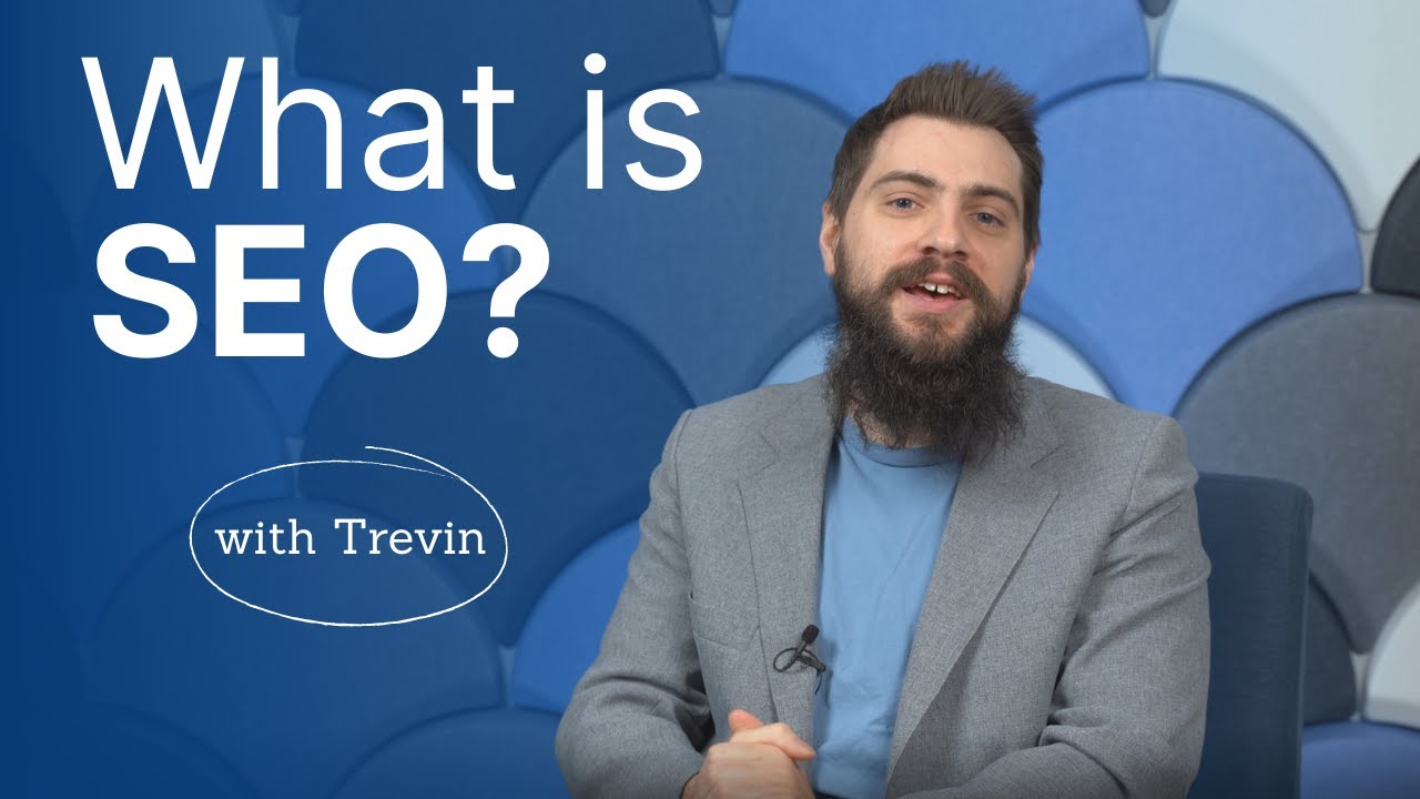 A man named Trevin wears a grey suit and talks to you about the ins and outs of SEO.