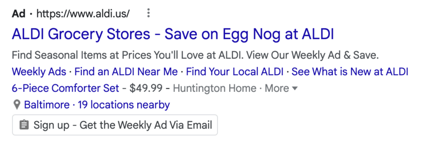 aldi eggnog ppc ad