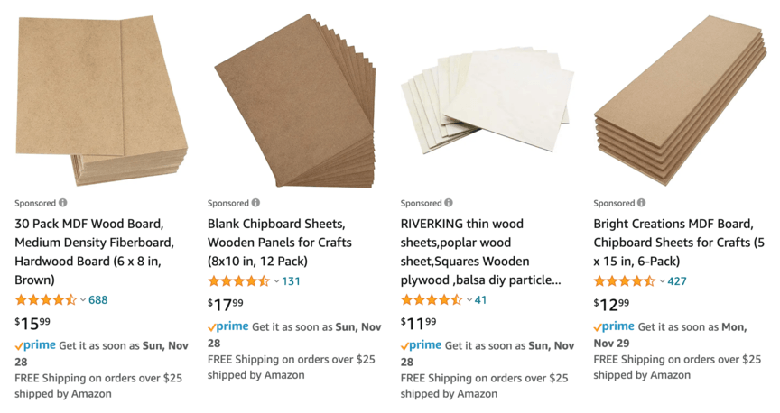 amazon particle board product ads