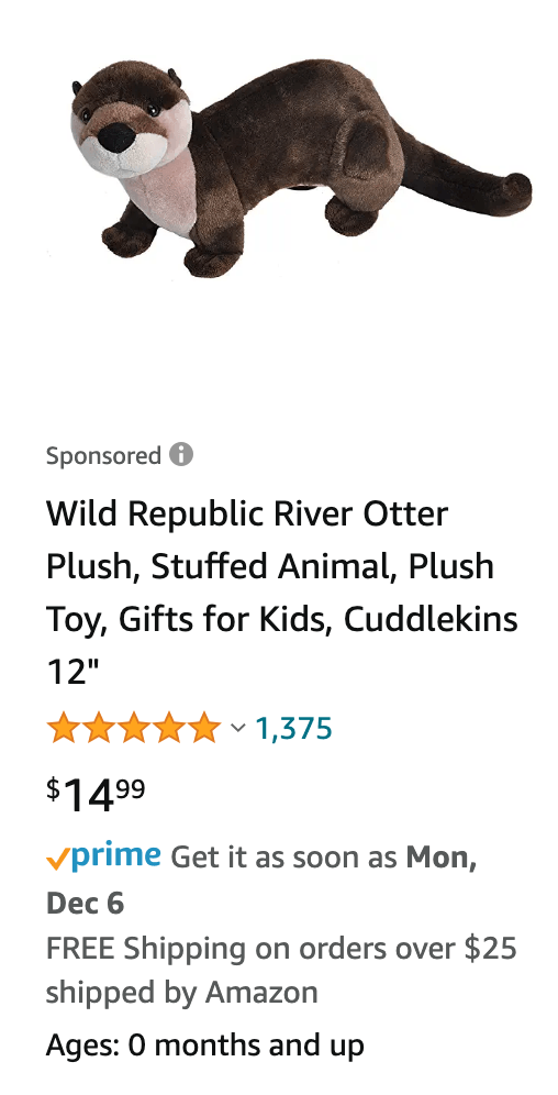 amazon stuffed otter product ad