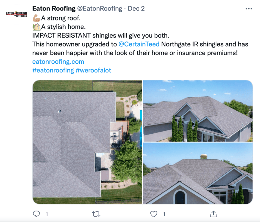 eaton roofing twitter post