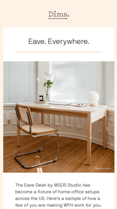 Email about buying a desk