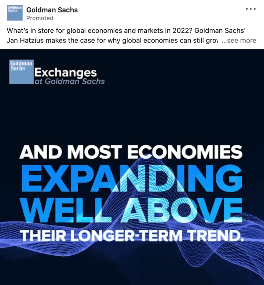 goldman sachs linkedin sponsored post