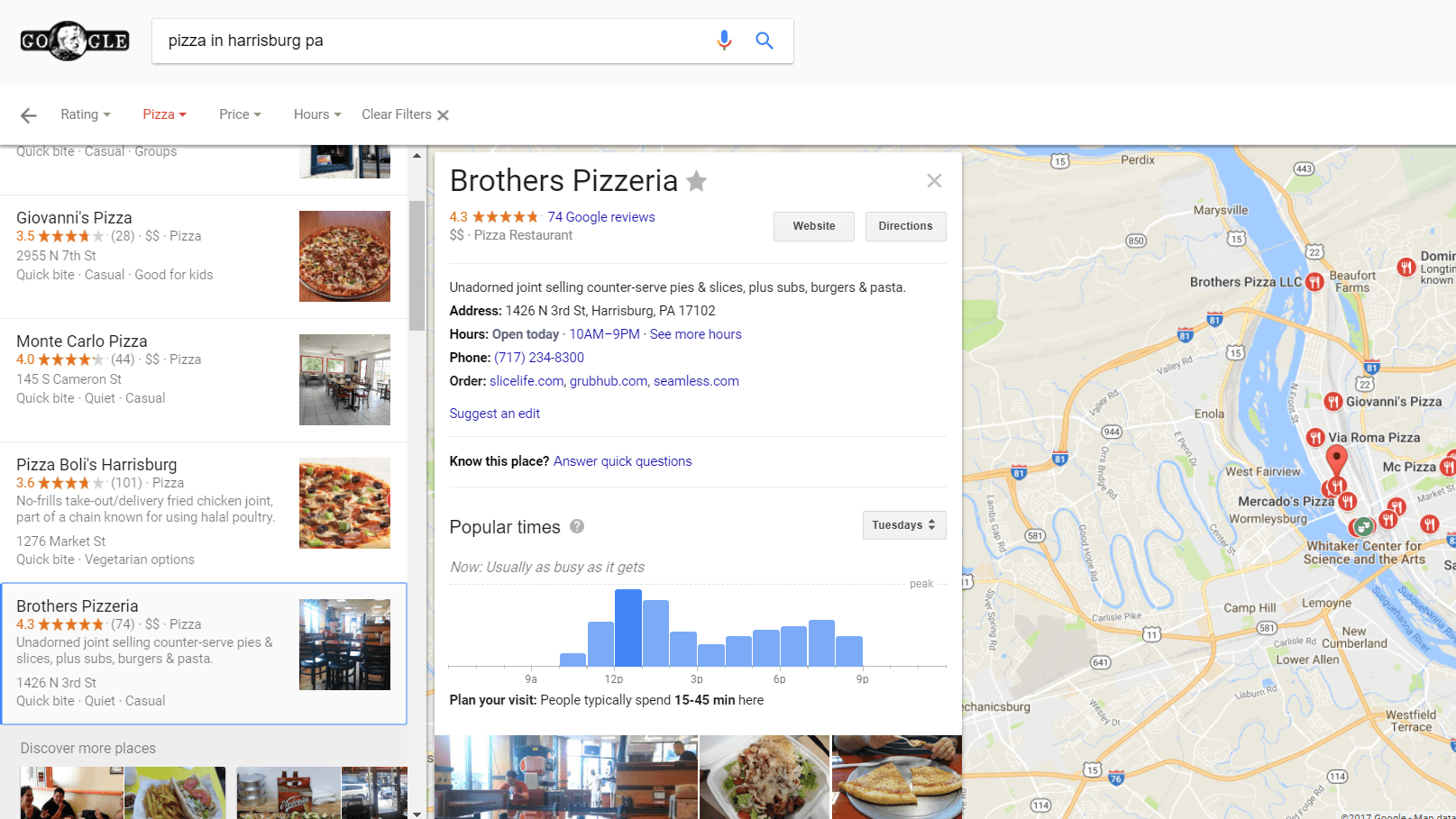 google my business screenshot