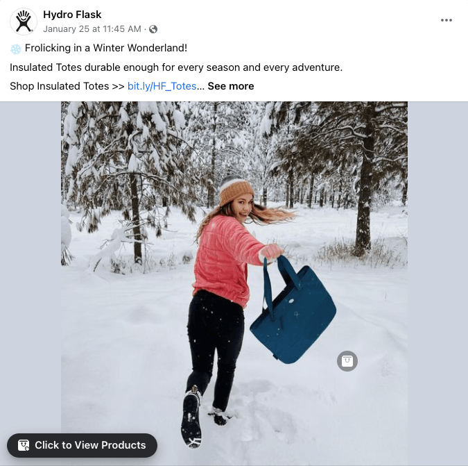 Social media post on Facebook from Hydroflask