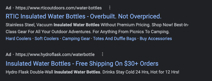 ppc ad water bottle