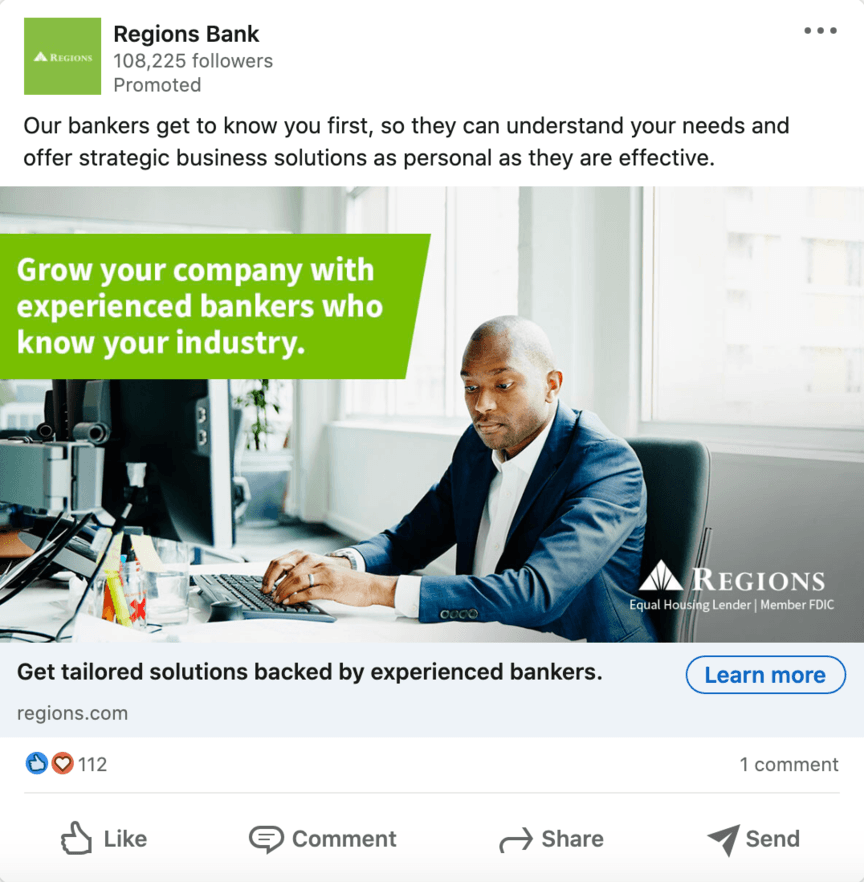 regions bank linkedin promoted post