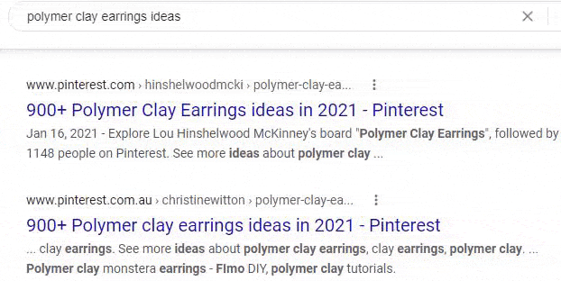 search intent clay earrings