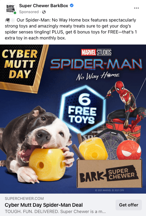 Social media ad for Bark Box