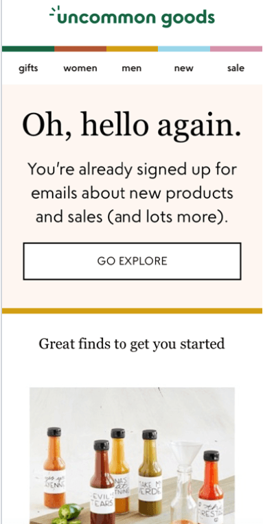 Uncommon goods email