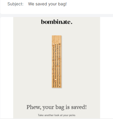 Abandoned cart email from bombinate