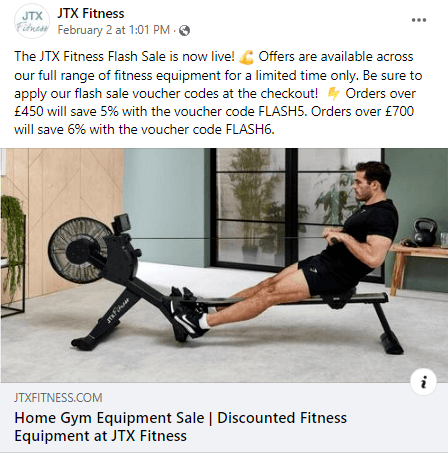 discounts social media for exercise equipment companies