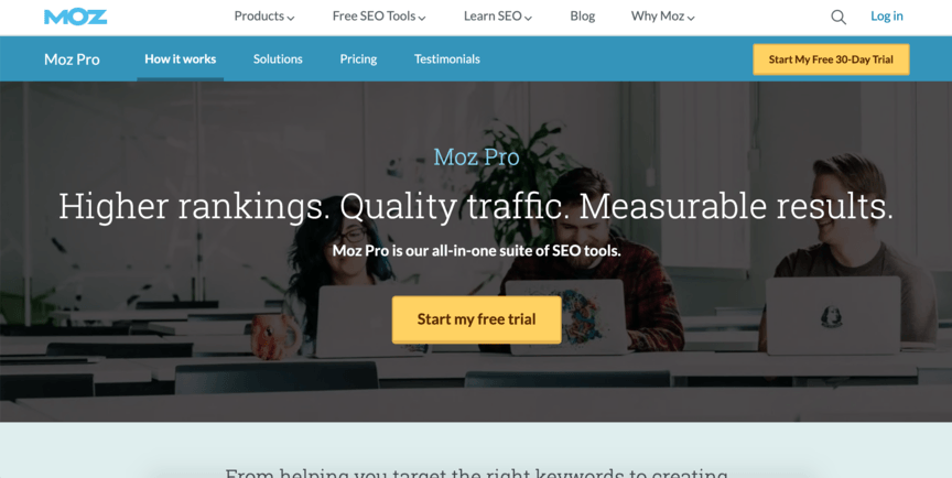 homepage for moz pro