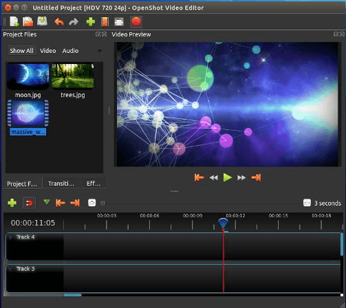 OpenShot video editing interface