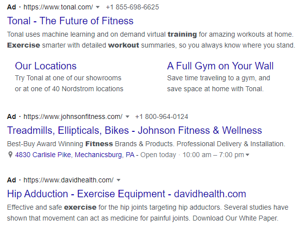 ppc lead generation for exercise equipment companies