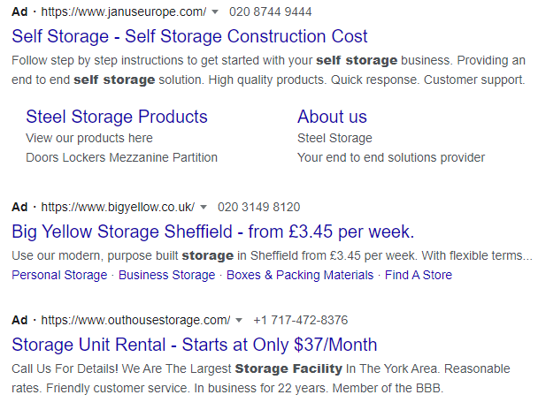 ppc marketing ideas for storage facilities