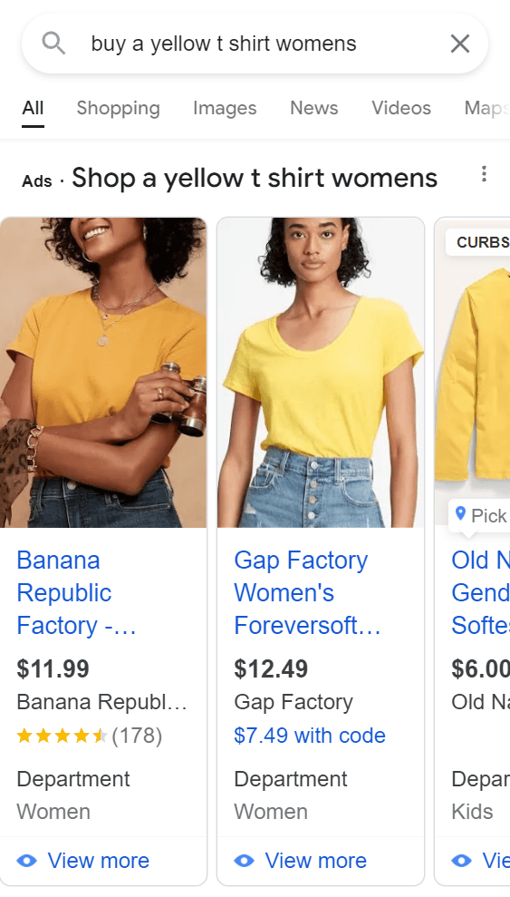 yellow t shirt example