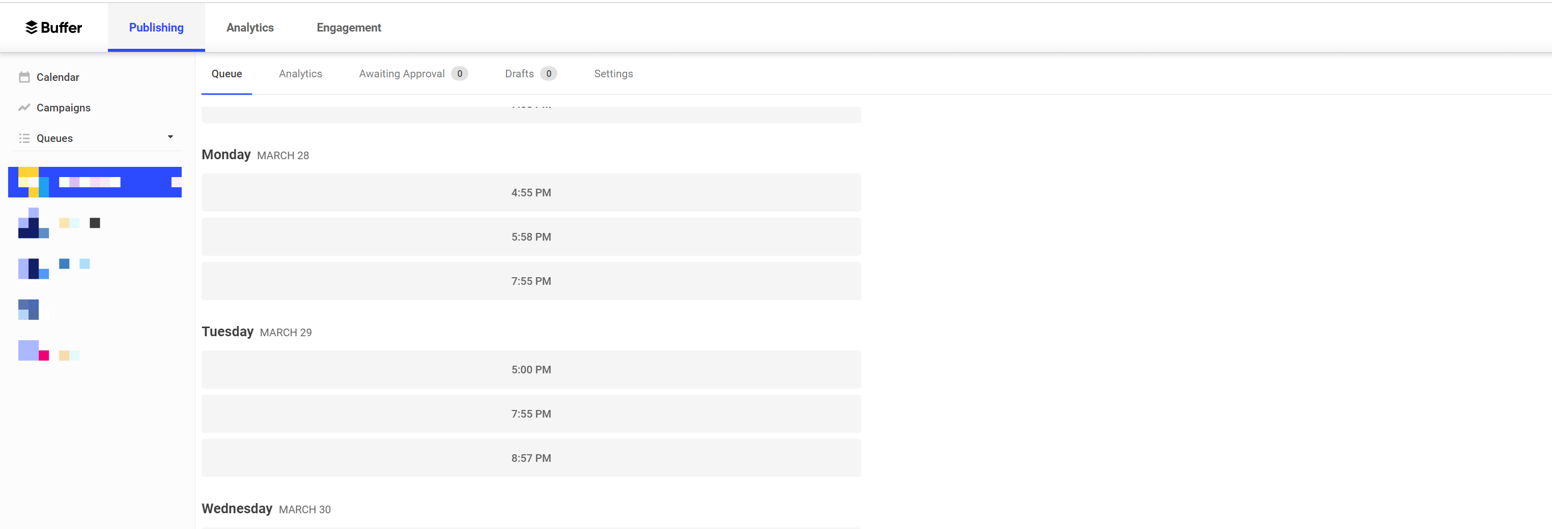 Buffer scheduling interface