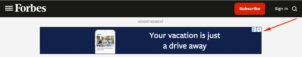 Display ad for VRBO