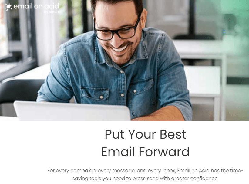 Homepage for Email on Acid detailing their product offerings