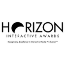 Horizon Interactive Awards logo, featuring the word 'HORIZON' in uppercase letters with a stylized horizon line above the 'O' and the words 'INTERACTIVE AWARDS' in smaller uppercase letters below, with a tagline 'Recognizing Excellence in Interactive Media Production' beneath it.