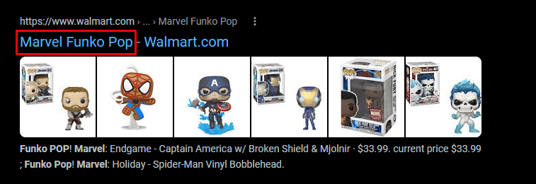 Funko Pop SEO listing that highlights the usage of keywords