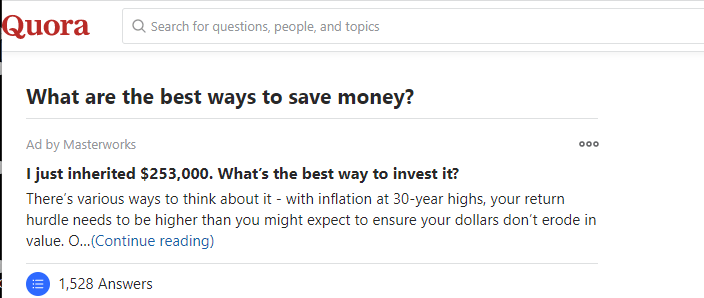 Question on Quora about investing and saving money