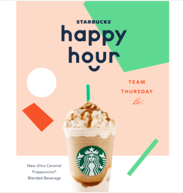 Starbucks email content focusing on happy hour