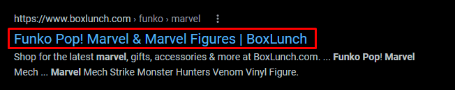 Title tag for Funko Pops SEO listing