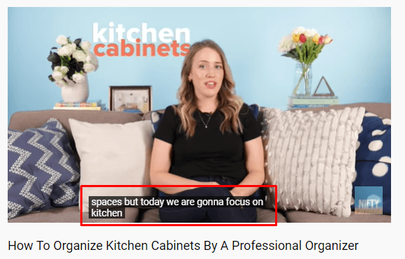 Video captions on a YouTube video that show what the person says