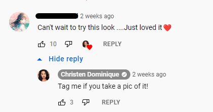 The content creator commenting back on someone's comment on their video