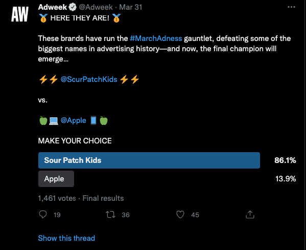 Poll about the AdWeek March Adness