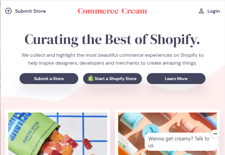 Commerce Cream homepage