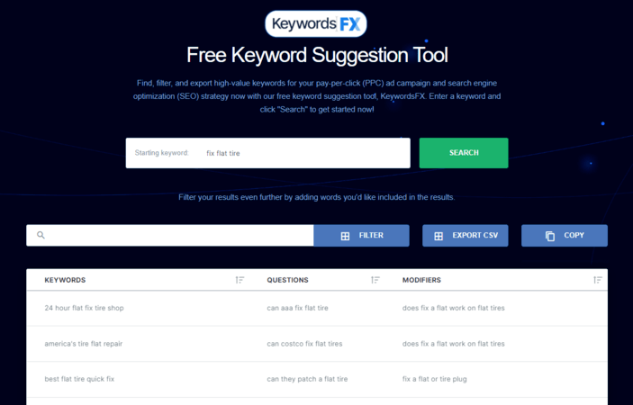 KeywordsFX results for DIY SEO