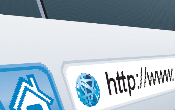 Pixelated close-up of a web browser's address bar with the text 'http://www.' and a home icon.