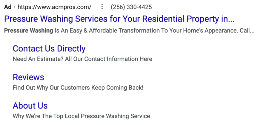 pressure washing ppc ad