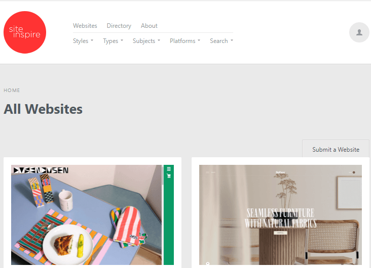 Siteinspire's website