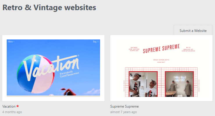 Vintage website design