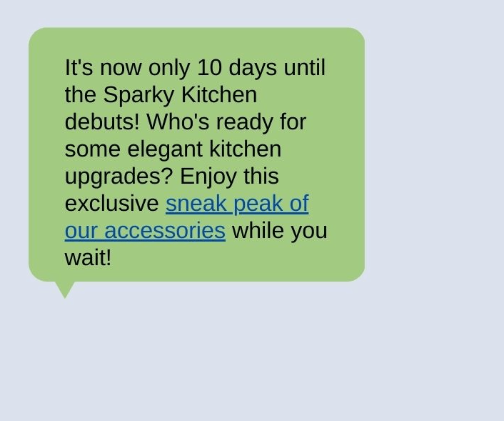 Example of a product launch SMS marketing message