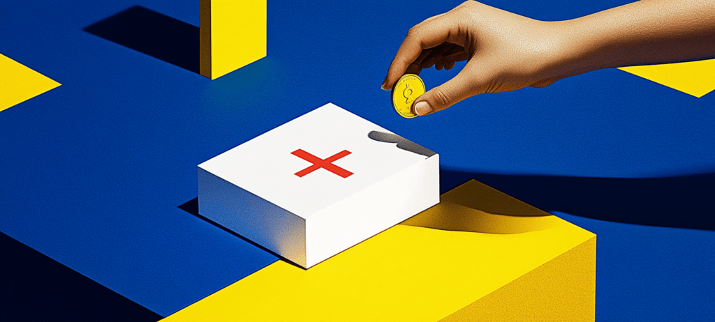 Hand holding coin over medical box
