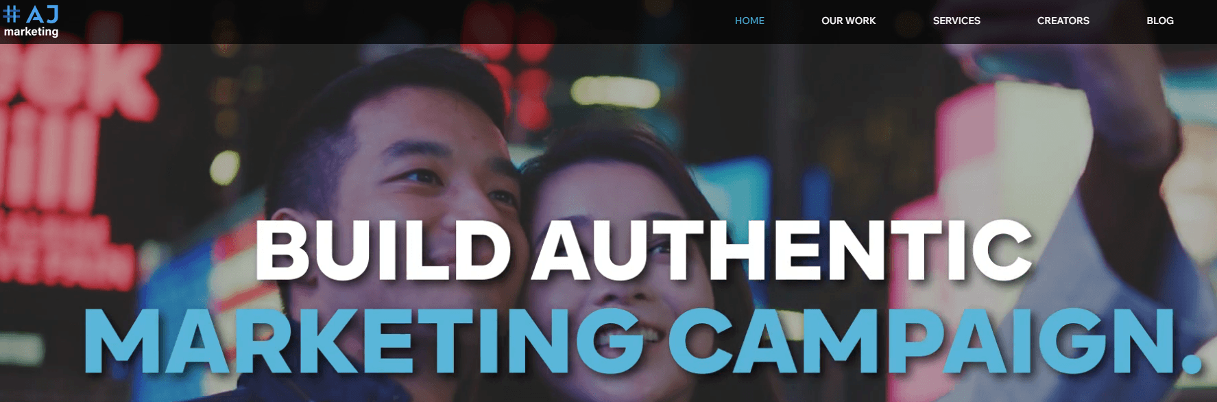 AJ Marketing website homepage