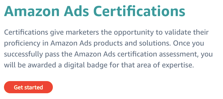 Amazon Ads certifications description