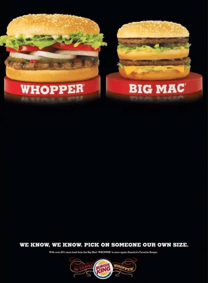 burger king vs mcdonald's comparative advertising example