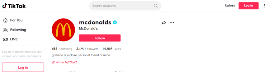 McDonalds TikTok account as an example of a post about TikTok statistics