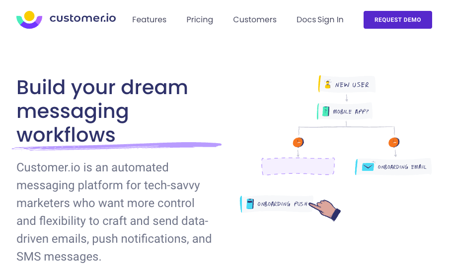 Customer.io homepage