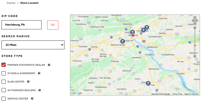 Daltile store locator map