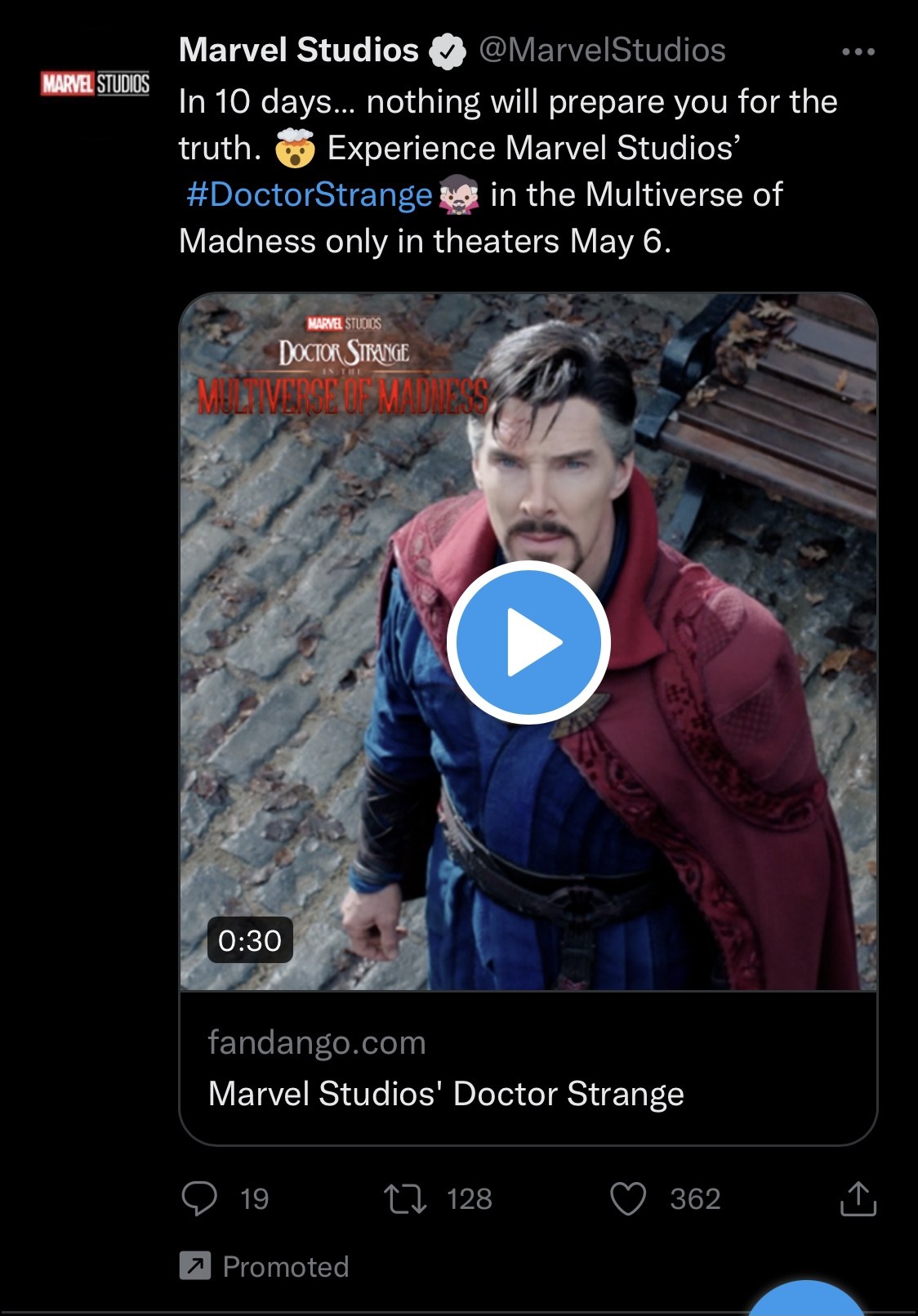 Twitter ad for Dr. Strange in the Multiverse of Madness